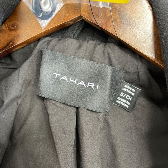 NEW Tahari Women's S Black Belted Pea Coat Wrap Polyester - Picture 6 of 10